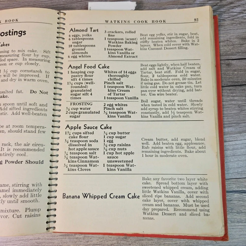 Vintage 1936 Watkins Cook Book Spiral Bound Retro Recipes JR Watkins Co Winona